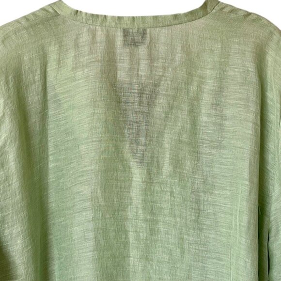 Eileen Fisher Woman Silk/Linen Blend Top Frog Closure - Lime Green - 2X* - Picture 6 of 9